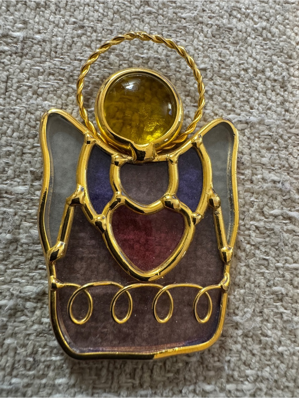 Angel Pendant Gold-tone Stained Glass